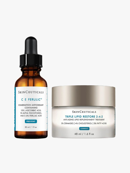 SkinCeuticals Radiance Kit serum bottle and jar on light gray background