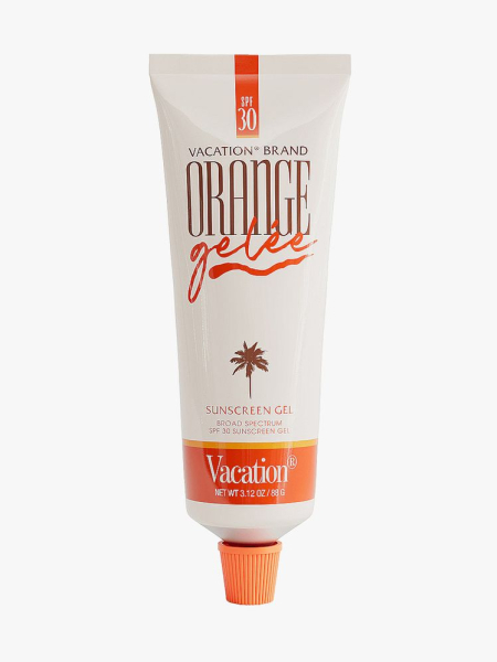 Vacation Orange Gelée SPF 30 Sunscreen Gel in branded component on a light gray background
