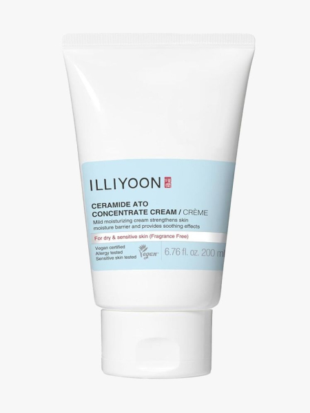 Illiyoon Ceramide Ato Concentrate Cream in branded tube component on a light gray background